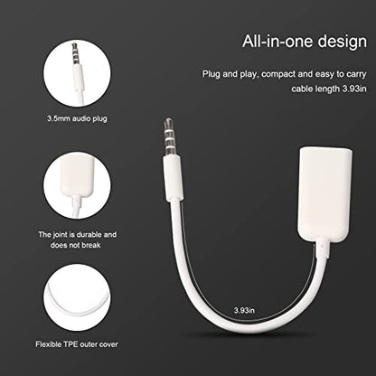 Oxsubor AUX to USB Adapter, 3.5mm Male Audio Jack to USB 2.0 Female Converter Cable, Only Work for Car AUX-in with MP3 Decoder, Not for Headset, Speakers, Phone,Computers, Camera,Microphone, Monitor