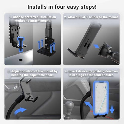 Arkon Mounts - Car Seat Rail Phone or Tablet Mount | Flexible Positioning | 22" Gooseneck | 360° Adjustability | Tablet Holder fits iPhone, Galaxy, Note and more | Up to 8" Screen Size