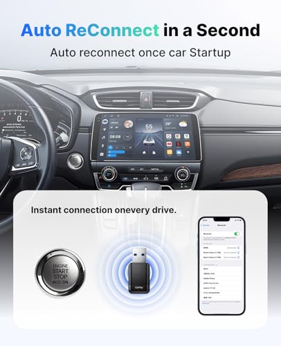 Wireless CarPlay Adapter for Apple iPhone, 2026 Convert Wired to Car Play Wireless, Plug & Play, Auto-Connect, Ultra Mini Car Play Adapter with USB A/C, No Latency for iPhone iOS 10+(2017+ Vehicles)