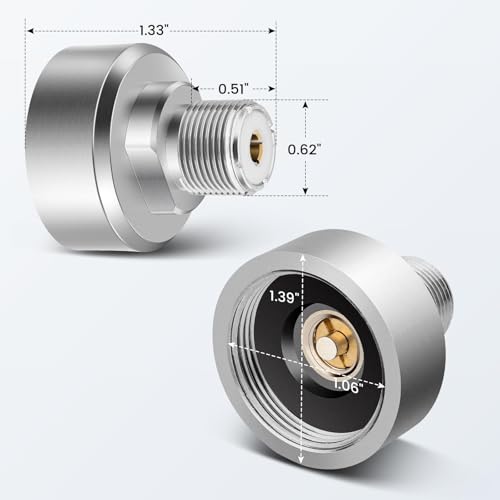 Anina NMO to SO239 Adapter Heavy Duty Connector PL259 Antenna Mount for Vehicle VHF UHF Ham Two Way Radio, Heavy Duty Chrome Plated Brass Mobile Antenna Adapter