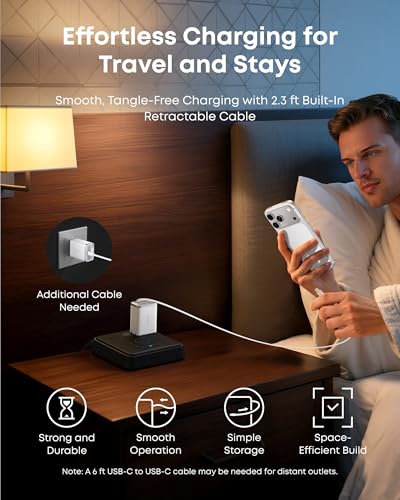 Anker Nano Retractable USB C Charger Block, Compact 35W Phone Charger - color: White