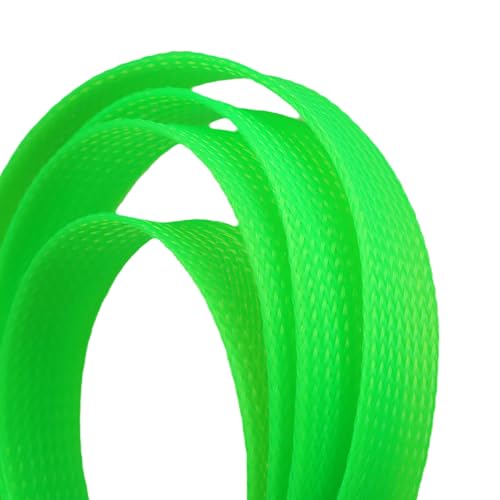 25ft PET Expandable Braided Cable Sleeve 1/6inch(4mm) Pet Braided Cable Sleeve for Audio Video Device Wire Automotive Wire (Green) - color: Green, size: 4mm"(1/6 inch)
