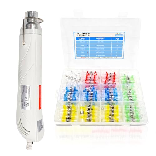 310PCS Solder Seal Wire Connectors Kit with Heat Air Gun, Heat Shrink Solder Butt Connectors Waterproof Electrical Terminals for Automotive Marine Boat RV Wiring Repair - style: 310PCS