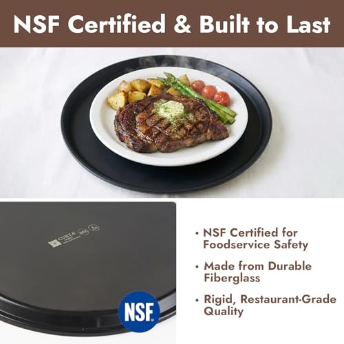 CURTA 2-Pack Restaurant Grade Non-Slip Tray, NSF, 14 Inch, Plastic Rubber Lined Round Serving Tray, Black - color: Black-round, size: 14 Inch