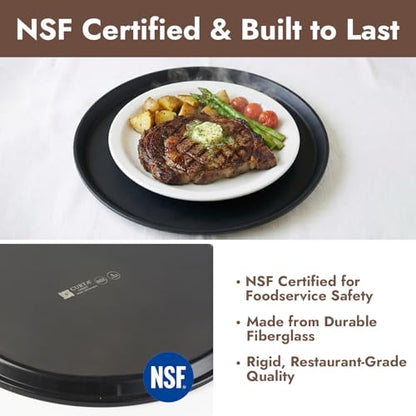 CURTA 2-Pack Restaurant Grade Non-Slip Tray, NSF, 14 Inch, Plastic Rubber Lined Round Serving Tray, Black - color: Black-round, size: 14 Inch