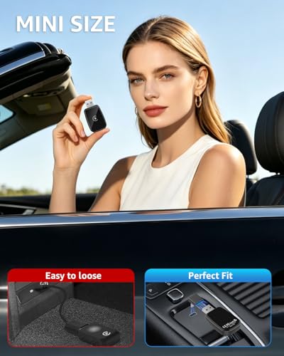 4 in 1 Wireless CarPlay Adapter Car Screen Mirroring Adapter for Apple iPhone& Android, Convert Wired CarPlay to Wireless, Stable Control & No Delay Latency, Plug and Play - color: PureBlack