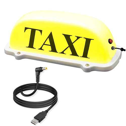 Taxi Sign USB Rechargeable Battery Taxi Top Light Roof Taxi Driver Sign with Magnetic Base Waterproof Taxi Sign Light Yellow