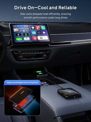 Wireless CarPlay & Android Auto Adapter, Supports for Netflix/YouTube, AI Box Carplay, Drivechat with AI Skills, Dual WiFi, Bluetooth, Fits for OEM Wired CarPlay Cars - color: Satin Black
