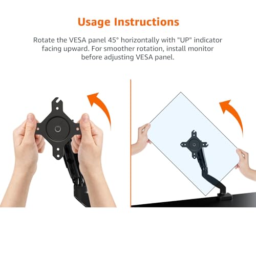 Amazon Basics Gas Spring Single Monitor Arm Desk Mount, Adjustable Tension, Fits 15–27 Inch Monitors, Supports 4.4–15.4 lbs, VESA 75x75/100x100, Black - size: Single, style: GasSpringMonitor
