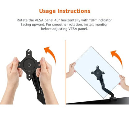 Amazon Basics Gas Spring Single Monitor Arm Desk Mount, Adjustable Tension, Fits 15–27 Inch Monitors, Supports 4.4–15.4 lbs, VESA 75x75/100x100, Black - size: Single, style: GasSpringMonitor