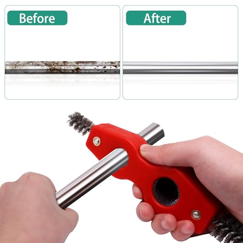 Battery Terminal Cleaner Kit, Battery Terminal Brush & 4 in 1 Copper Tubing Brush & 2pcs Anti-Corrosion Fiber Washers - color: Silver & Red -6pcs Set