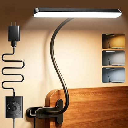 Glocusent 7W Clip on Light, 57 LED Reading Light for Bed, Amber Mode &Timer