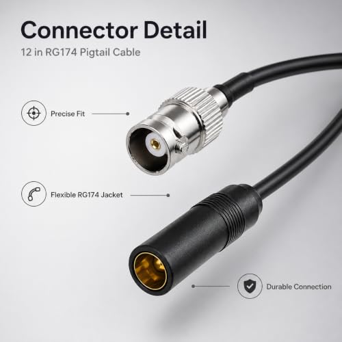 BNC Female to AM/FM Female Adapter RG174 Coax Cable 12 inches Pigtail Jumper RF coaxial Cable for Radio Antenna - color: BNC Female to AM/FM Female