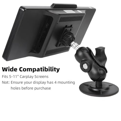 Flexible Adhesive Car Mount for Portable CarPlay Screens, Dual 360° Rotating Ball Joints Adjustable CarPlay Holder for Truck Dashboard, Compatible with 7"–12" CarPlay Screen - style: Short