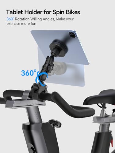 OHLPRO Magnetic Tablet Holder for Mic Stand,360° Adjustable Microphone Music Stand Phone Holder Mount,Tablet Mount Clamp for Peloton Bike,Treadmill, Stroller, Cabinet, Fits MagSafe, All Tablets,Phones - size: Magnetic for 4.7-15.6"