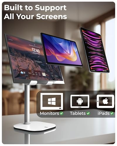 COOPER TabHolder Tablet Holder, iPad Stand for Desk, Portable Monitor Stand - color: B - Frost White