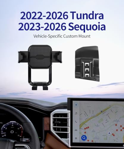 Auto Clamp Car Phone Holder for Toyota Sequoia 2023-2026, Tundra 2022-2026 - size: 【Leather Dashboard】For 2022-2026 Tundra / Sequoia