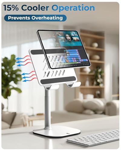 COOPER TabHolder Tablet Holder, iPad Stand for Desk, Portable Monitor Stand - color: B - Frost White