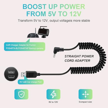 USBtoDC3.5 car charger,for connecting wireless backup camera 7-inch monitor