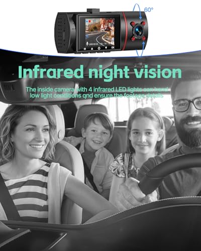 Dash Cam Front Rear and Inside, 3 Channel Dash Camera for Cars W/ 64GB Card - size: X25 3 Channel Dash Cam