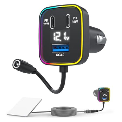 4-in-1 Starlink Mini Car Charger Adapter | 12V-24V Cigarette Lighter to DC5521 + QC3.0 USB-A + Dual USB-C PD (25W & 36W) | Compatible with Starlink Mini & Other Devices (Car Charger with DC Port)