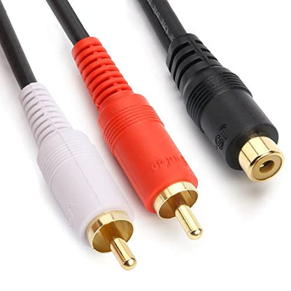 JSJ RCA Splitter Cable Female to 2 Male, 8 Inch Gold Plated OFC Y Adapter - size: RCA F - 2 RCA M/0.5FT