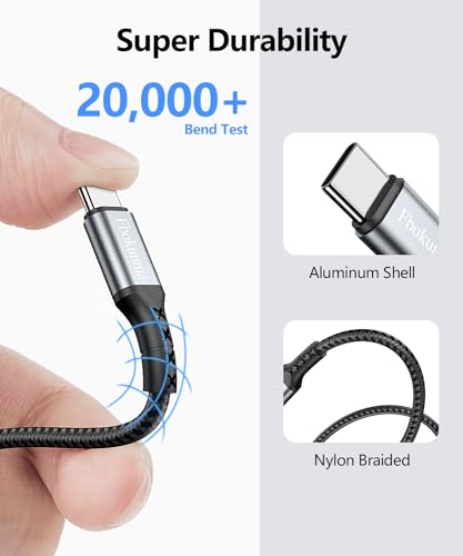 50.8cm(20인치) 짧은 USB C to USB C 케이블, 3팩 1.6피트 65W 충전기 케이블 PD 고속 충전 타입 C to 타입 C 코드 브레이디드 삼성 갤럭시 S23 S22 S21, 노트 20/10 울트라, 아이패드 프로, 보조 배터리용 - size: 1.6피트