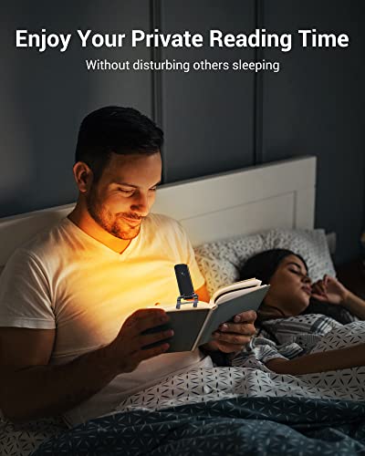 DEWENWILS Book Light, Amber Warm Clip On LED with 3 Adjustable Brightness for Eye Protection, Rechargeable USB Long Lasting Reading Light, Gifts for Bookworms, Kids (Black) - color: Black