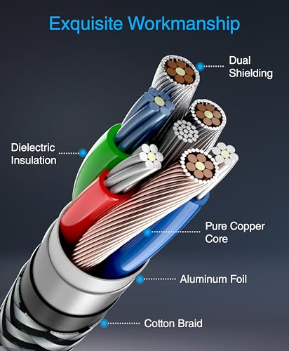 BlueRigger RCA Cable, 10FT (2RCA Male to 2RCA Stereo Audio Cable, Braided, Gold Plated, Subwoofer)- Compatible with Home Theater, Amplifier, Hi-Fi System, HDTV, Car Audio, Turntable, Receiver, Speaker - size: 10FT, style: 2RCA