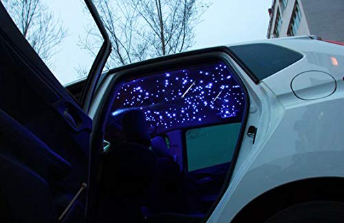 AZIMOM 16W Sound Activate 550pcs Fiber Optic Starlight Headliner Kit 0.03in 13.1ft Fiber Strands, Pure White Meteor Shooting Star Music Mode Remote APP Control Car Use Home Headliner Decor - size: 646pcs*0.03in*13.1ft