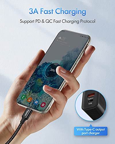 etguuds USB C to USB C Cable 6ft, 2-Pack 60W C to C Cable Fast Charging - color: Black, size: 6ft