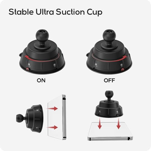 TUSITA Magnetic Car Phone Holder - Twist Lock Suction Cup Base with Double Socket Arm Compatible with Magsafe