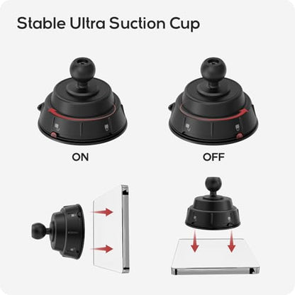TUSITA Magnetic Car Phone Holder - Twist Lock Suction Cup Base with Double Socket Arm Compatible with Magsafe