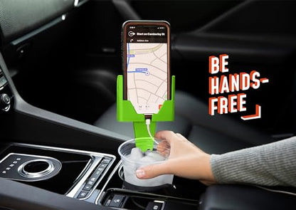 Cup Holder Phone Holder Mount for Car - Universal Adjustable Expander Cradle Hands-Free Driving - Compatible with All Smartphones Car Mount for iPhone Samsung Google Android Mobile Accessories Green - color: Lime Green
