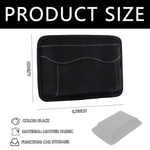 Black Car Seat Side Pocket Organizer - Change Holder, Pouch, Leather Cell Phone Sunglasses Holder, Seat Gap Filler Accessories Organizer