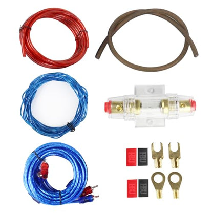 HBU 12 Gauge Amplifier Wiring Kit - 12 AWG Car Audio Complete Amp Install Kit with RCA Interconnect Cables & 60A AGU Inline Fuse - Truck, Boat, Trailer Radio Circuit Protection - size: 12 AWG