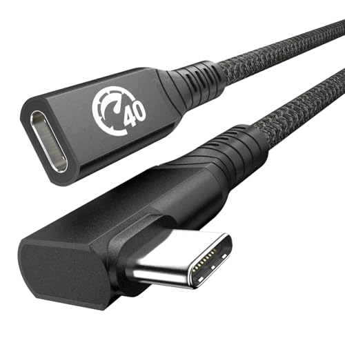 UseBean 40Gbps USB C Extension Cable 2FT, Right Angle USB 4 Extension Cable - color: Black, size: 2ft