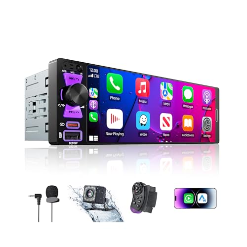 6.5" Single Din Radio Car Stereo with Apple CarPlay & Android Auto