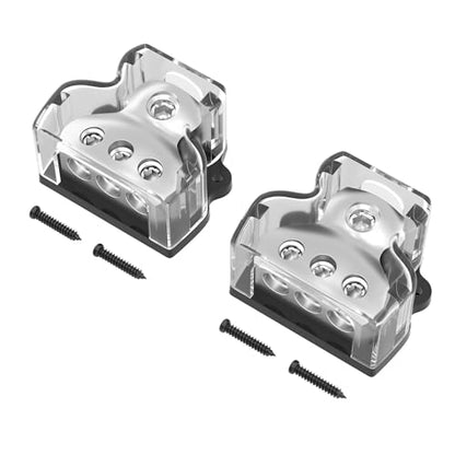 RVBOATPAT 3 Way Power Distribution Block Car Audio Splitter 1 x 0 Gauge in / 3 x 4 Gauge Out Ground Distribution Block Amp for Automotive Car Boat 2 Pack - style: 3 Way