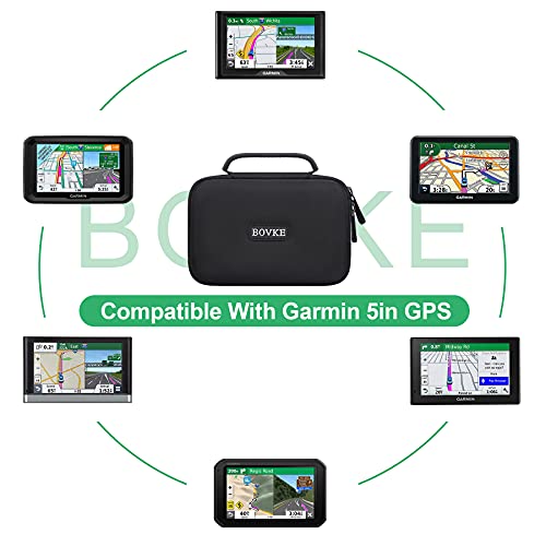 BOVKE GPS Case for 5-5.5" inch GPS Navigator Garmin Drive 52/Drive 51/53 DriveSmart 55/dezl OTR500/zumo 396 LMT-S/Garmin zūmo XT GPS Navigation System, Mesh Pocket for Car Charger, USB Cables, Black - color: Black