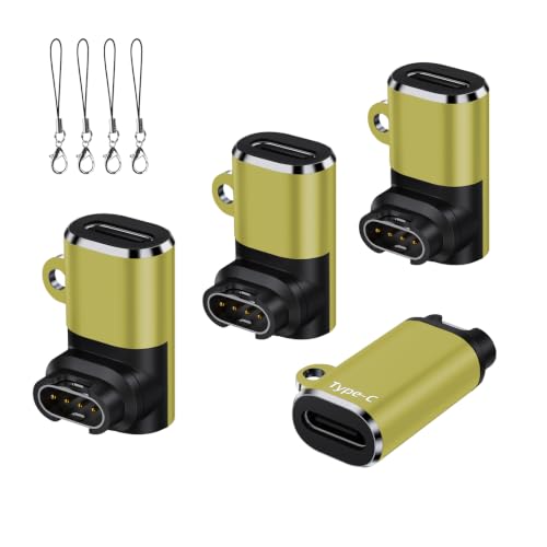 Charger Adapter for Garmin Watch 4-Pack,USB C to Garmin Charging Data Cable Adapter for Forerunner 55/165/970,Cirqa Smart Band,Vivoactive 6 5 4S,Fenix 9 8 7,Venu 4/3/3S/SQ,Epix Pro 2, Yellow - color: YELLOW