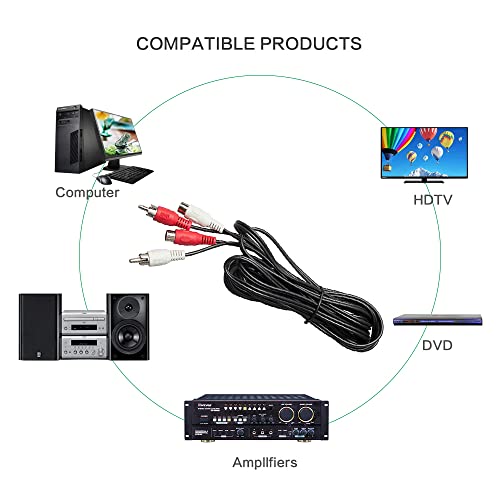 TENINYU 10 Feet AV Extension Cable RCA Stereo Audio Cable, 2RCA Male to 2RCA Female Audio Extension Cable Red/White Connectors 10FT - size: 10FT
