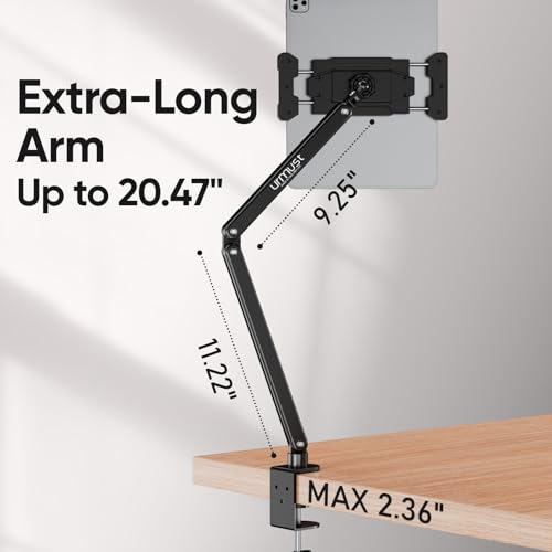 Urmust Portable Monitor Stand 15.6" Dual Arm iPad Stand for Desk - size: 2 Arm Pro-Up to 18.5"