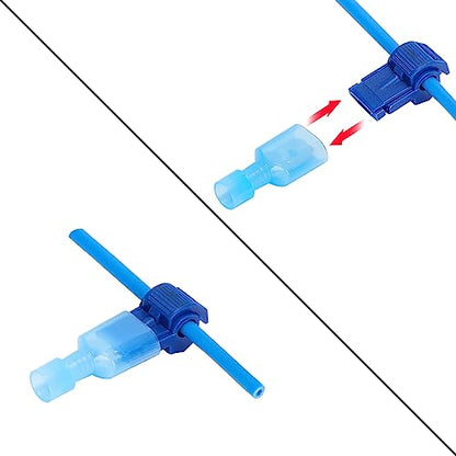 HKS 200PCS/100 Pairs T-TAP Wire Connector Quick Splice Disconnect Red AWG 22-18 - Self-Stripping Electrical Terminals Kit Automotive Crimp Insulated - color: Red, size: TAP&MALE