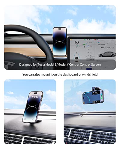 Fast Charging Wireless Car Charger Mount, Magnetic Foldable Car Phone Holder for Tesla Model 3/Y Designed for MagSafe Compatible with iPhone 12/13/14 Series - color: Wireless Charge Version