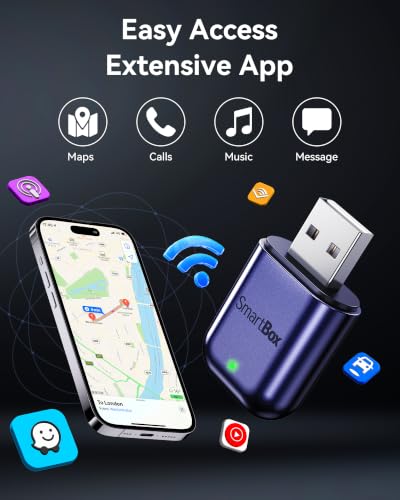 Burnt Sugar Wireless CarPlay Adapter for iPhone, Ultra-Mini USB Adapter for Apple CarPlay Convert Wired to Wireless, Stable Low-Lag Connection Plug & Play for iOS 10+ & Cars from 2016+ (Purple)