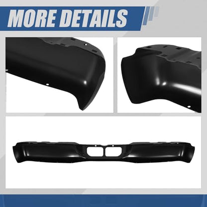 Auto Dynasty Rear Step Bumper Compatible with 2000-2006 Toyota Tundra, Non Parking Sensor Holes, Primered Black - color: Black Bumper Only