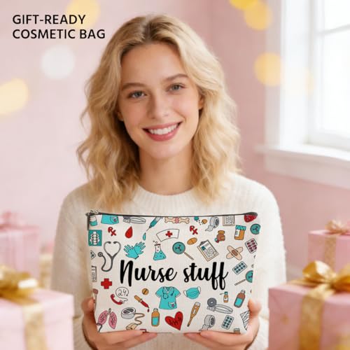 JIUWEIHU Nurse Makeup Bag, Nurses Gifts Cosmetic Bags Travel Organizer Bag - color: Multicolor 0072