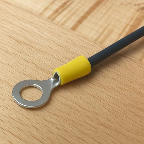 ANGSTROM 1/4" Bolt Ring Terminals, Insulated Electrical Crimp Connectors 100pcs (12-10ga Yellow) - color: 12-10ga Yellow, size: 1/4" Stud