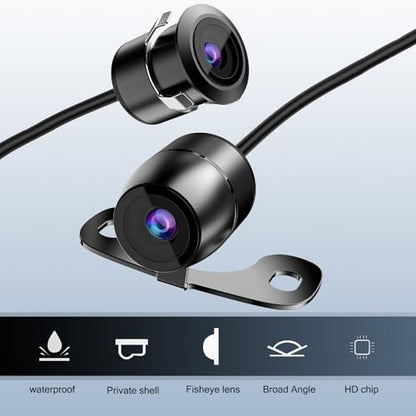 Tesnaao Car Reversing Camera, IP68 Waterproof HD Night Vision Rear View Camera with Bracket Wire Harness, 170 Degree Wide-Angle Dynamic Path Guide Line, Universal for Cars (Black)